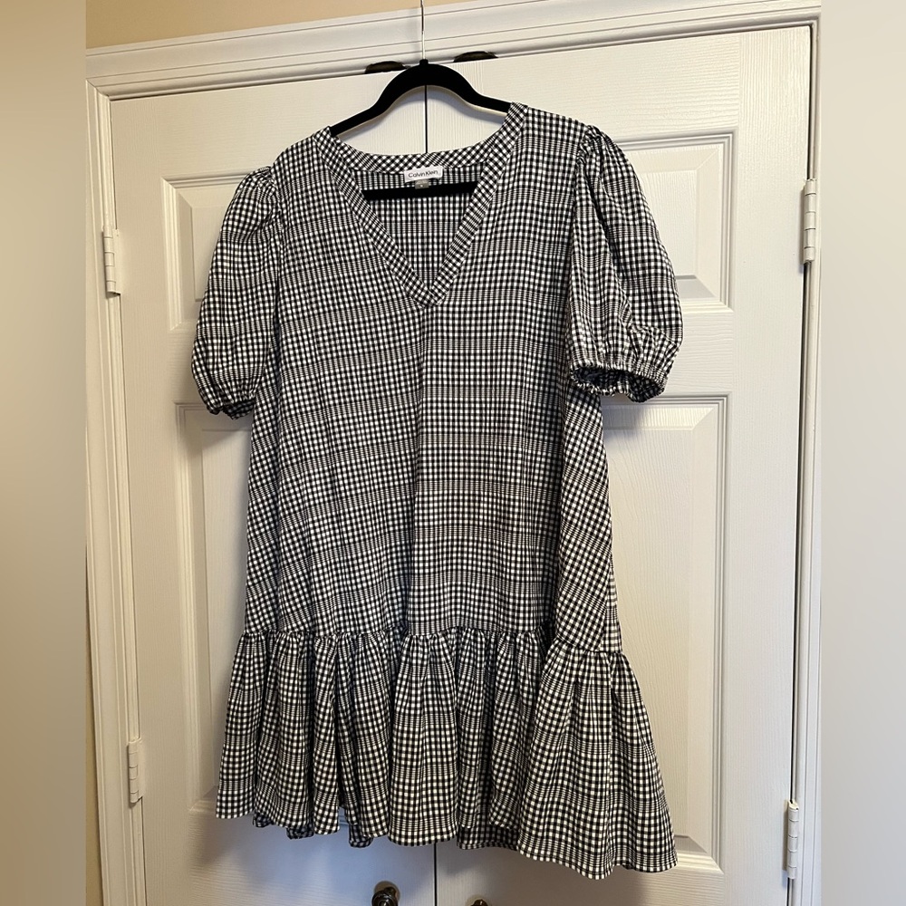 Calvin Klein Black and White Gingham Dress